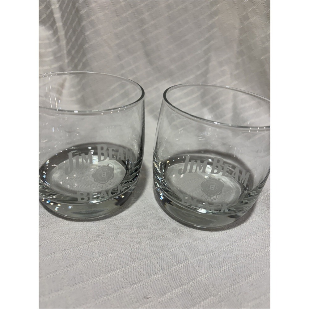 Set of 2 Jim Beam Frosted Logo 8 Oz Lowball Whiskey Glasses